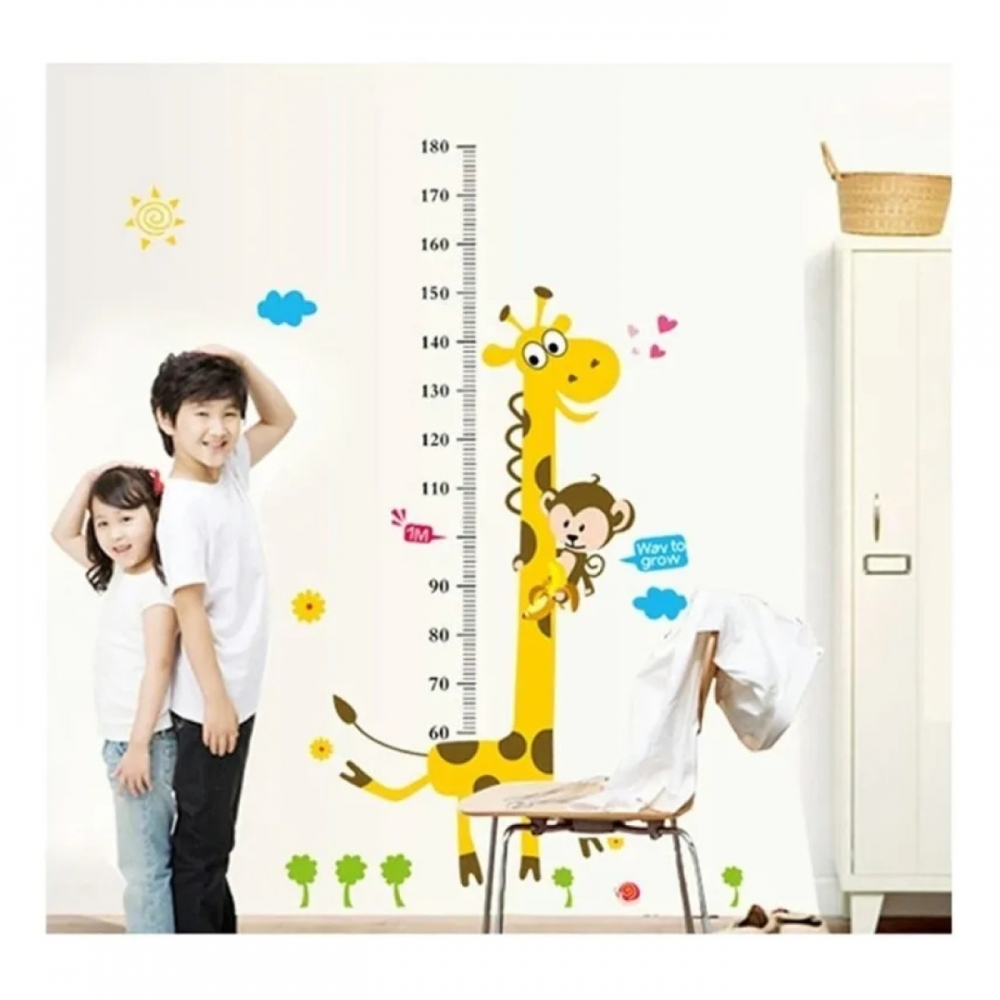 Adesivo Regua Girafa De Parede E Porta Medir Altura