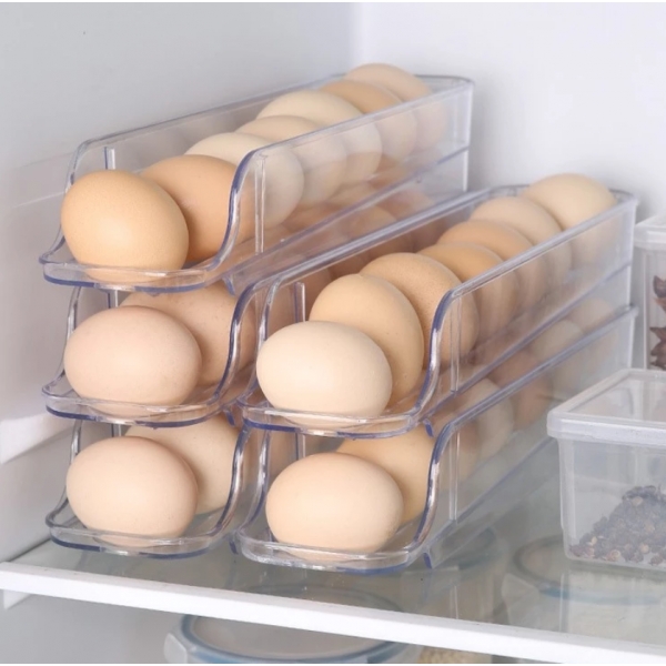 Porta Ovos Suporte 3 Andares Rolante Para 21 Ovos Dispenser Armazena e organizador de Geladeira