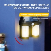 Luminaria Solar LED Lâmpada Dupla De Parede Com Sensor de Presença Movimento IP66 Impermeável
