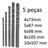 Jogo De Brocas Para Concreto C/ 5 Peças Tamanho 4,5,6,8,10mm