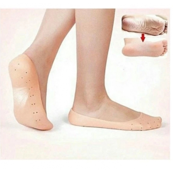 Meia Silicone Hidratante Pé Calcanhar Antiderrapante Aumento pes Protetor Silicone Pe Sapato Par de Meia Palmilha