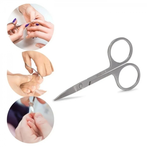 Tesoura Para Unhas Ponta Curva De Inox 9Cm