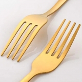 Kit 6 Garfo Dourado Forquilha De Aço Inoxidável De Alta Qualidade