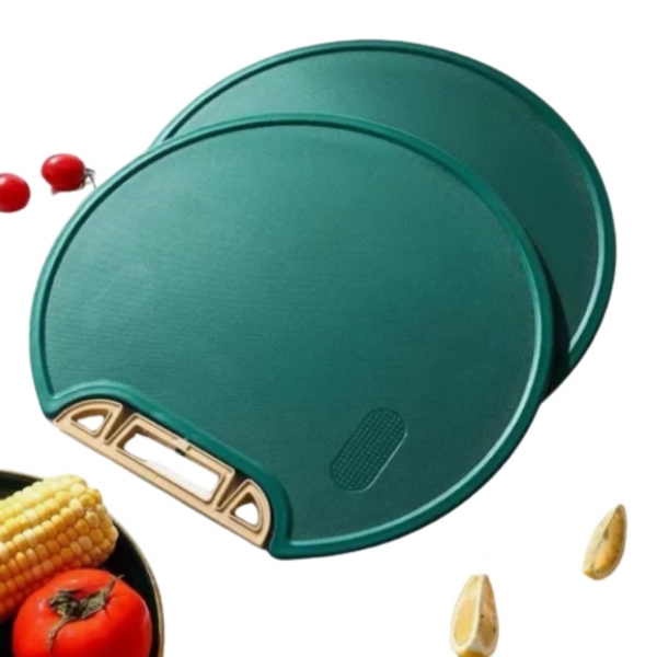 Tábua Cozinha de Corte Antiderrapante Anti-mofo Redonda 34x32cm Suporte Corte carne legumes e frutas
