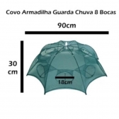 Armadilha Covo Peixe Isca Viva Lambaris Camarões 90x90cm/ peixes com 8 entradas Rede Retrátil