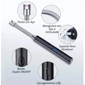 Acendedor De Fogão Isqueiro Eletrico Fogão Churrasqueira Vela Original Recarregavel USB