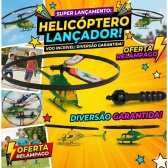 Helicóptero De Brinquedo Com Lançador À Corda Puxa Voa