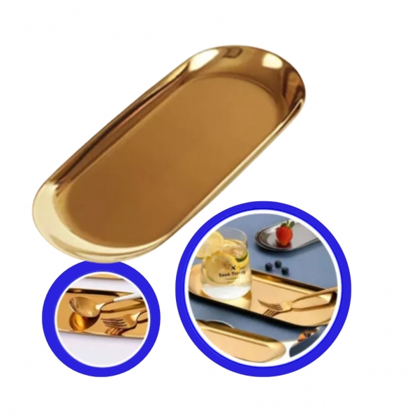 Bandeja Dourada Auxiliar Alimento Estética Micropigmentação