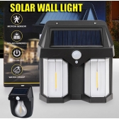 Luminaria Solar LED Lâmpada Dupla De Parede Com Sensor de Presença Movimento IP66 Impermeável