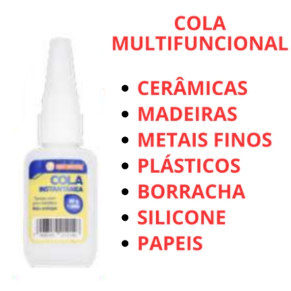 Cola Instantânea 20g /Fibra e Pedrarias Bico Fino / Fácil Aplicação / Super Forte