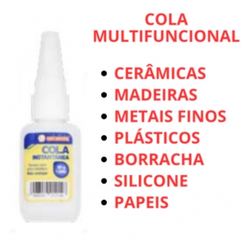 Cola Instantânea 20g /Fibra e Pedrarias Bico Fino / Fácil Aplicação / Super Forte