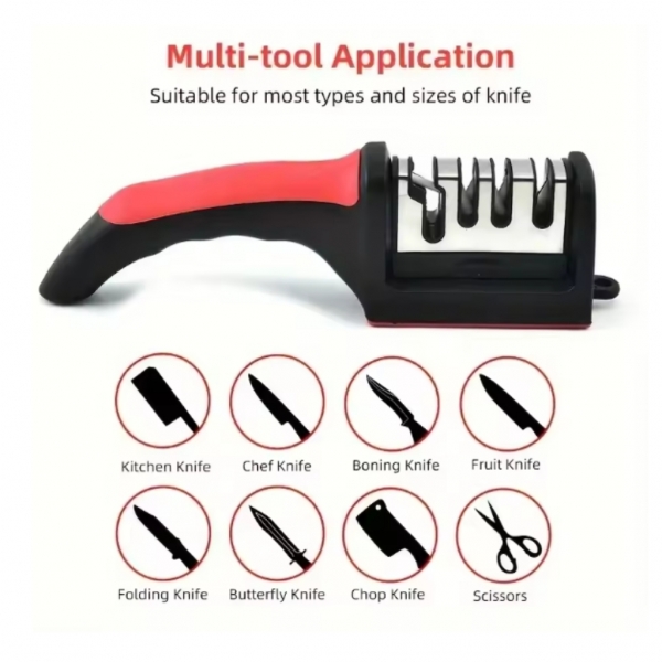 kit Espremedor Amassador Triturador De Alho e Amolador Faca Afiador Profissional com cabo 3 EM 1