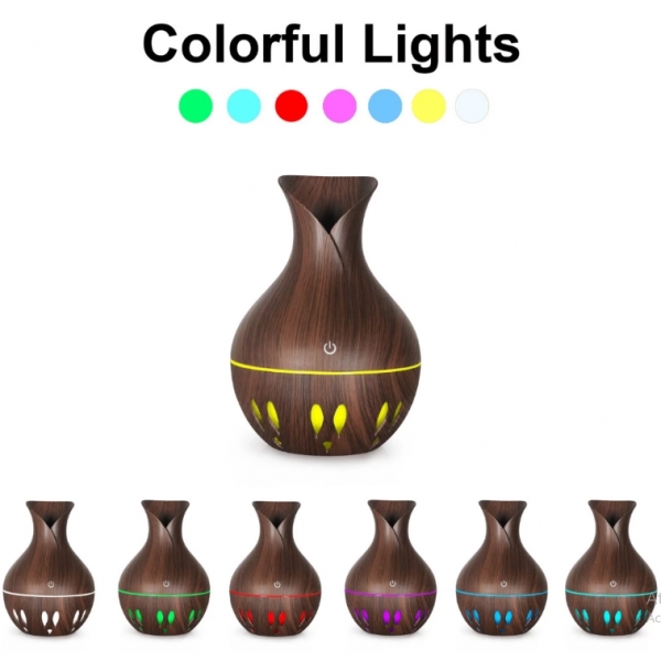 Mini Umidificador De Ar Difusor Aromatizador Cor Madeira USB Ultrassônico Para Quarto