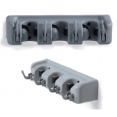 Suporte Vassoura De Parede Multiuso Para Pendurar Rodo Chave Até 3 Cabos e 4 Ganchos