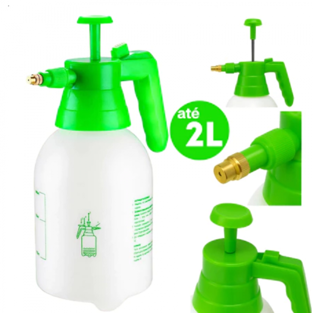 Pulverizador Borrifador Compressão Para Jardinagem Limpeza Vidro Automotivo Spray Manual Multiuso 2L