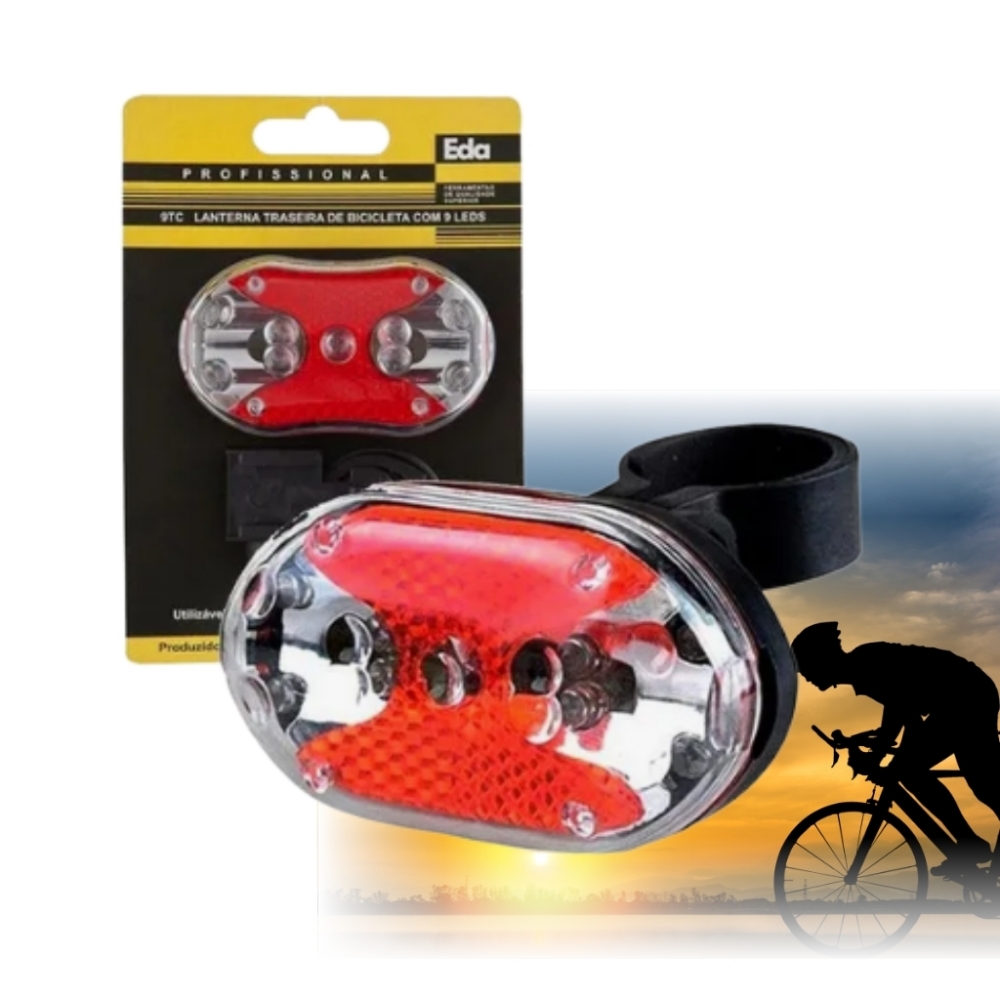 Lanterna Para Bicicleta Traseira Com 9 Leds 9tc Eda