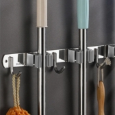 Porta Vassoura aço inox Rodo Suporte Com Encaixes e Ganchos Multiuso reforçado