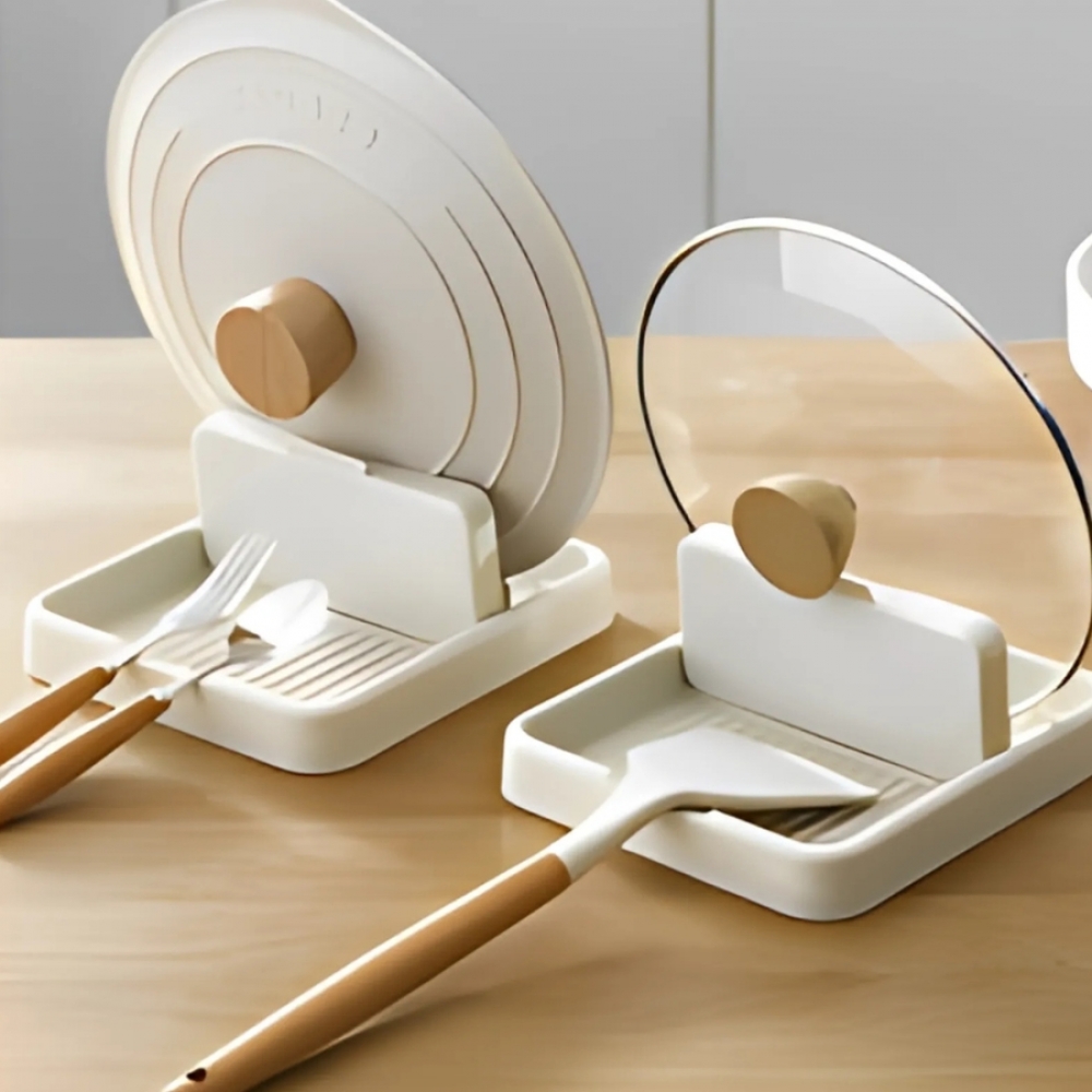 Descanso De Panela Suporte Tampas De Panelas Talheres E Acessórios Organizador Porta Tempero Cozinha