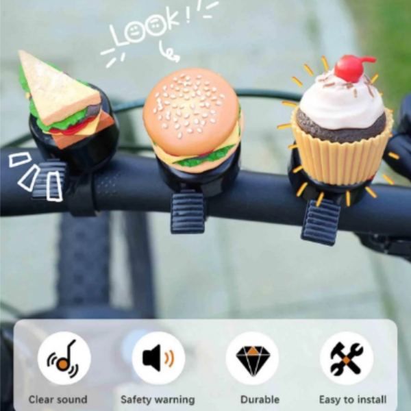 Buzina de Bicicleta Sanduíche Hamburguer Batatas Fritas Acessórios de Chamada Adoráveis Scooter Segurança