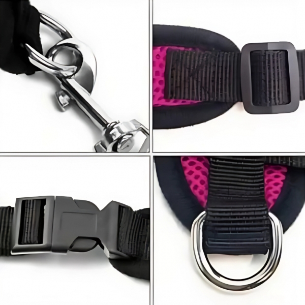 Coleira Peitoral Para Cachorro Gato Colete Refletivo Guia - Rosa M