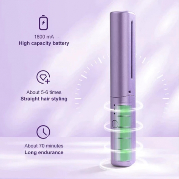 2 em 1 Escova De Alisamento Capilar Alisador De Cabelo Aquecido Recarregável Mini Pente Portátil