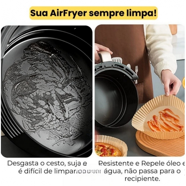 100 Pcs Papel Forro Air Fryer Antiaderente Forma Antiaderente Descatavel