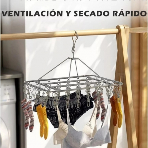 Varal 20 Prendedores Roupa Bebe Calcinha Cueca Dobrável Inox