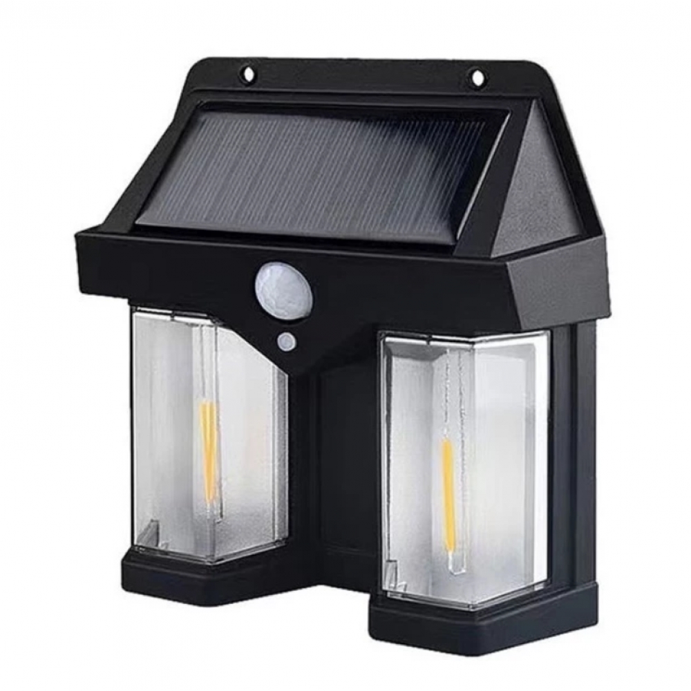 Luminaria Solar LED Lâmpada Dupla De Parede Com Sensor de Presença Movimento IP66 Impermeável