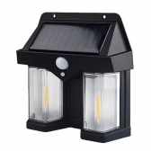 Luminaria Solar LED Lâmpada Dupla De Parede Com Sensor de Presença Movimento IP66 Impermeável