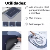 Tapete Banheiro Antiderrapante Absorvente de Secagem Rápida