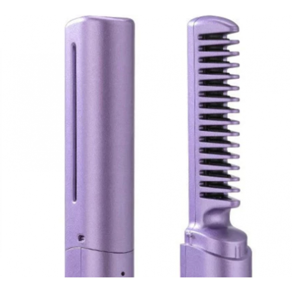 2 em 1 Escova De Alisamento Capilar Alisador De Cabelo Aquecido Recarregável Mini Pente Portátil