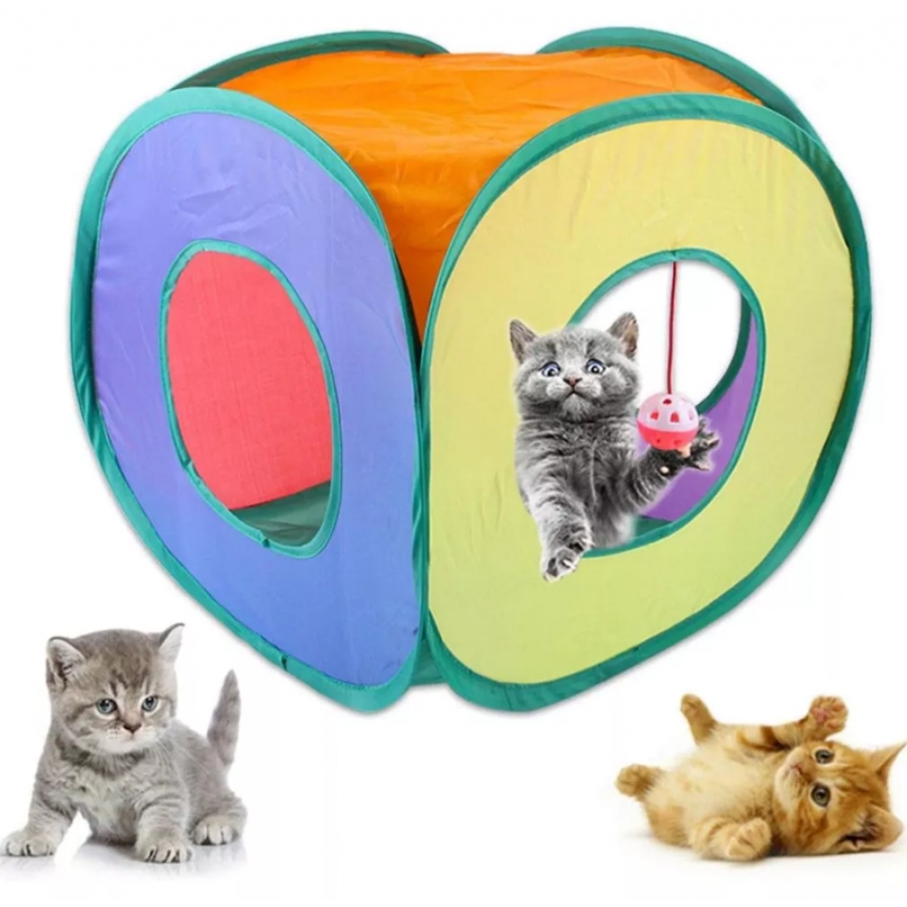 Cubo De Gato Rolante Aberto Tunel Interativo Pet Retratil tunel