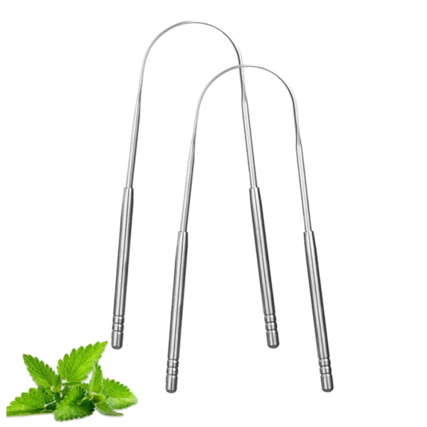 kit 3 Limpador de Língua Raspador Aço Inox Higiene Bucal contra mau hálito