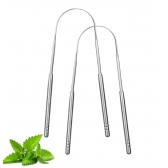 kit 3 Limpador de Língua Raspador Aço Inox Higiene Bucal contra mau hálito