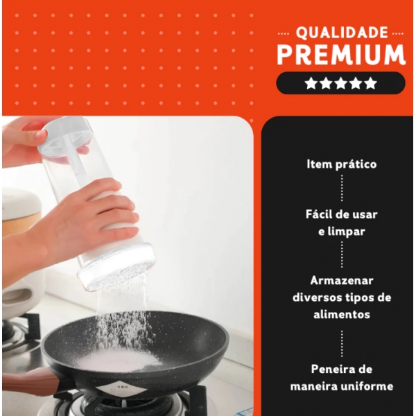 Tapioqueira Peneira e Armazena Polvilhador De Tapioca Armazena Beiju - Diversas Cores - NL