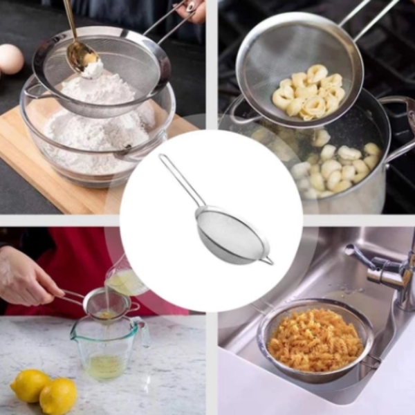 3 Pçs Peneira Coador Em Aço Inox Para Cozinha 3 Tamanhos P M G 8/10/12CM