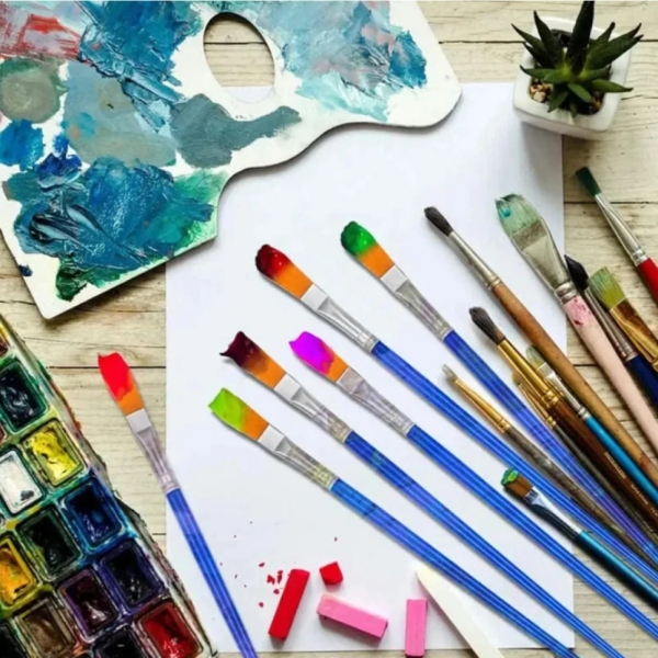 Kit 6 Conjunto De Pincéis Para Pintura Artistica Acrílicos