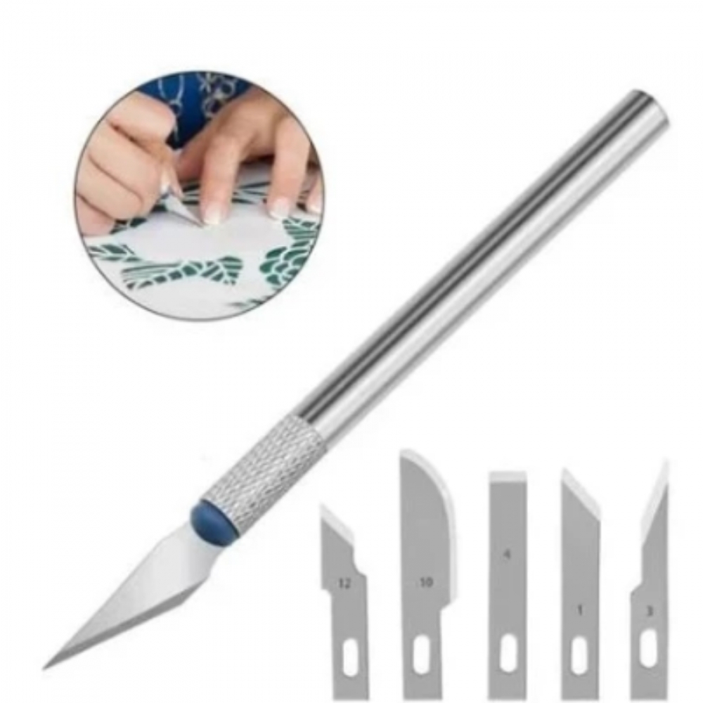 Kit Estilete de Precisão Profissional 13 Laminas Jogo Estilete Artesanato 16 Peças