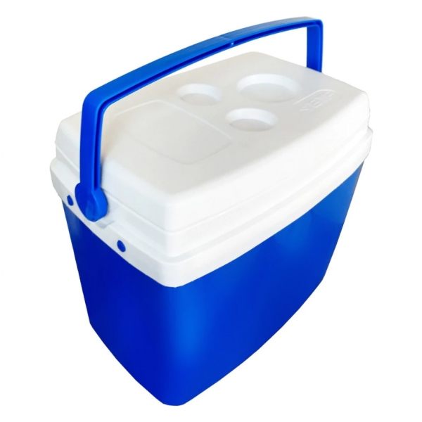 Caixa Térmica Cooler Com Alça 26 Litros Porta Copos Na Tampa