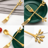 Kit 8 Garfo De Chá De Café Dourada De Aço Inoxidável Sobremesa