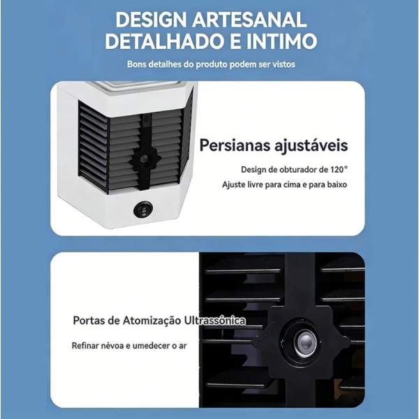 Mini Ar Condicionado Climatizador Usb Portátil Umidificador Cor Branco E Cinza Voltagem 110V