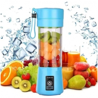 Mini Liquidificador Portátil Recarregável Com 6 Lâminas 380ML Cabo USB