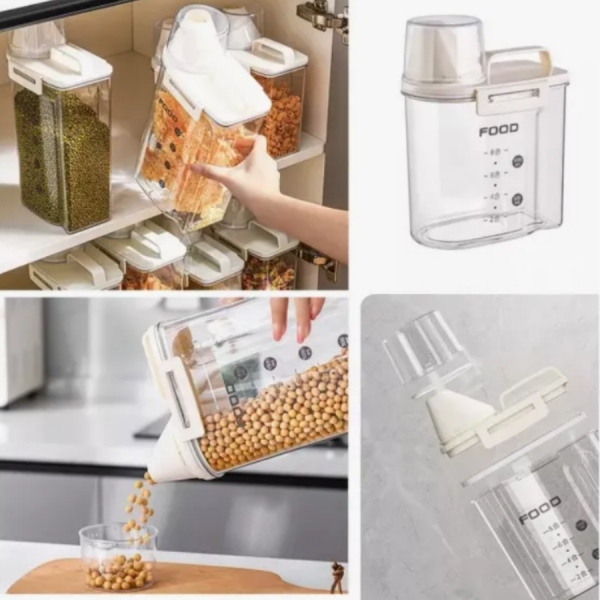 Pote Ração Hermetico Medidor Organizador Acrilico 1 Litro