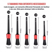 Kit 5 Pincéis Lavagem Detalhamento Automotivo Cerdas Firmes 4.0